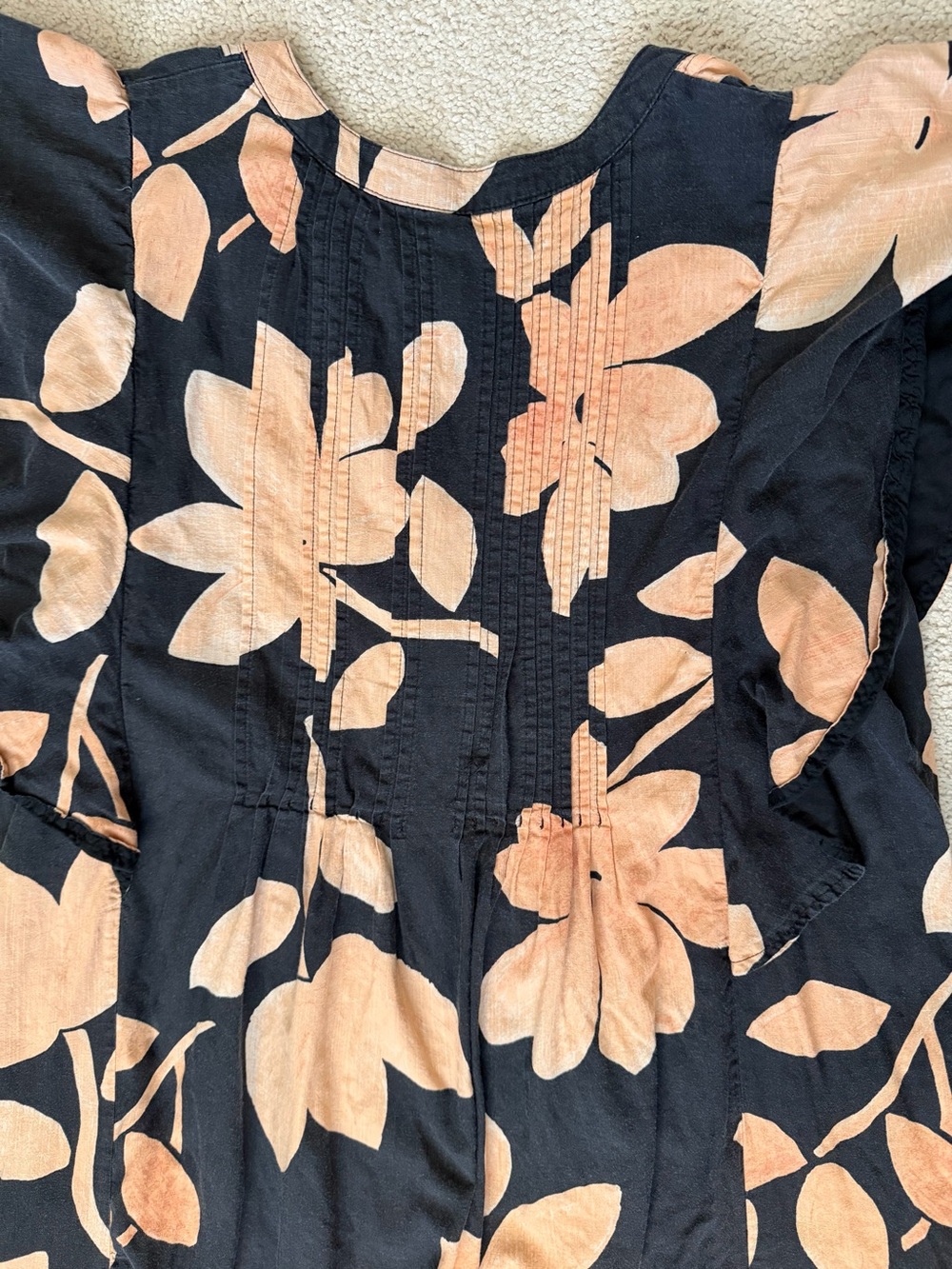 Anthropologie Maeve Floral Flounce Maxi Dress - Black & Peach - Picture 6 of 6